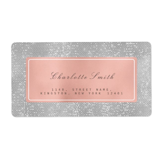Silver Gray Pink Rose Gold Return Address Labels (Front)