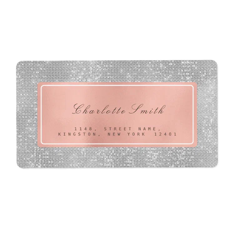Silver Gray Pink Rose Gold Return Address Labels | Zazzle