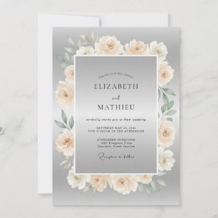 Silver Gray Polished Formal Wedding Invitation