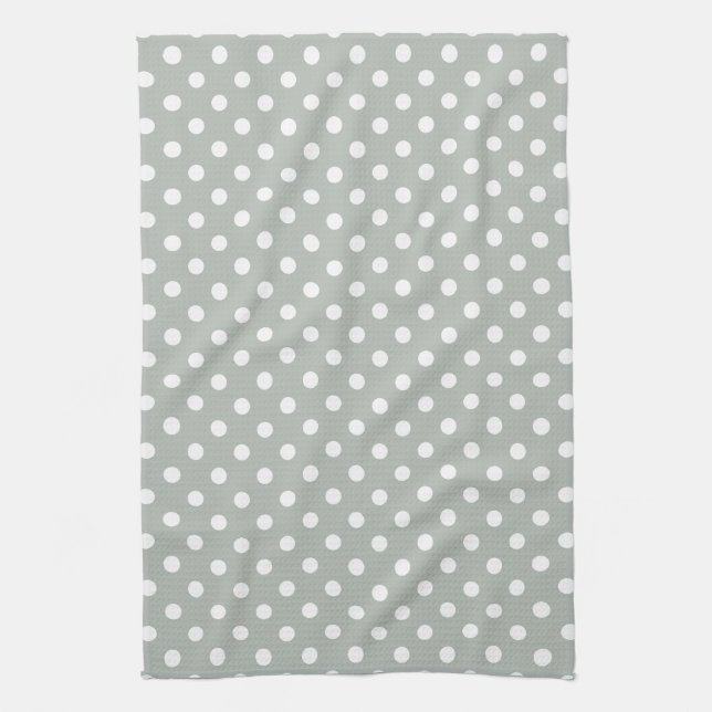 Silver Gray Polka Dot Pattern Kitchen Towels (Vertical)