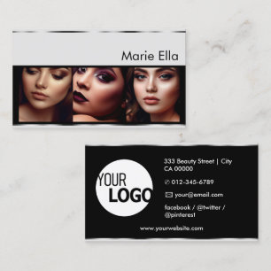 Silver Gray Product Labels with Logo Photos Clean Business Card