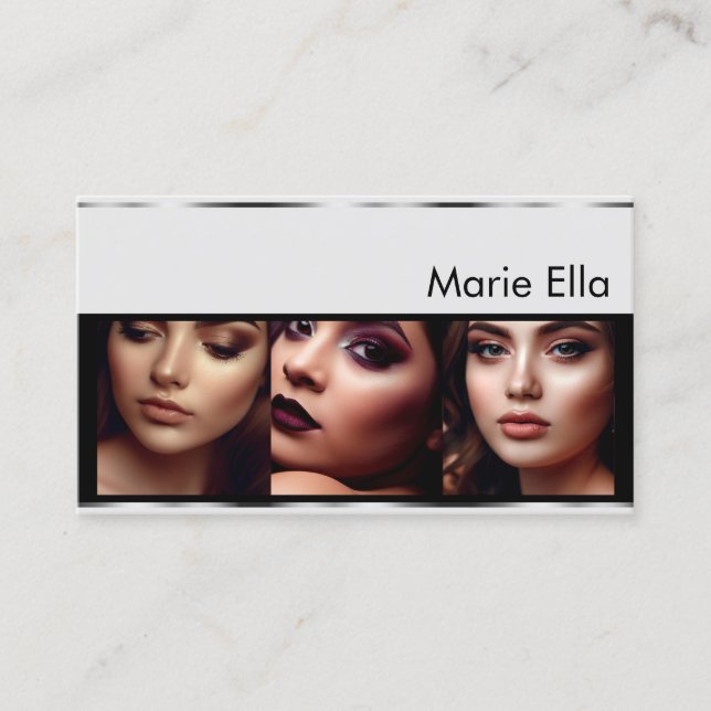 Silver Gray Product Labels with Logo Photos Clean  Business Card (Front)