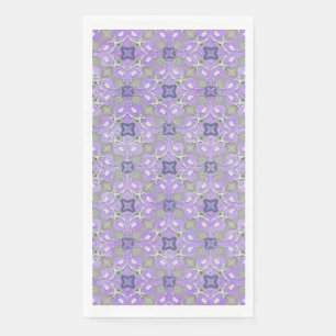 Silver Gray Purple Blue Metallic Filigree Pattern Paper Guest Towels