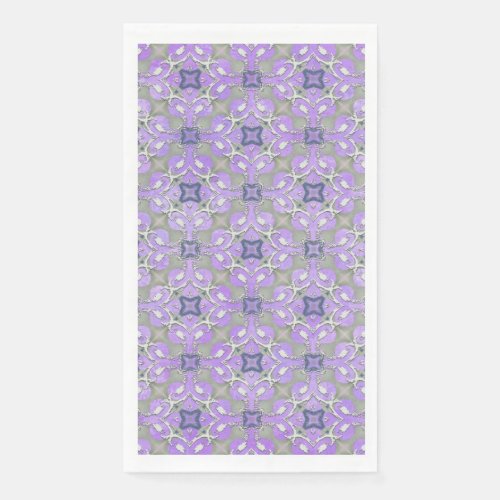 Silver Gray Purple Blue Metallic Filigree Pattern Paper Guest Towels