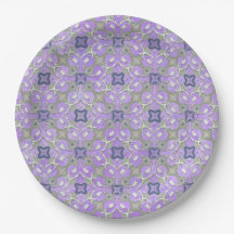 Silver Gray Purple Blue Metallic Filigree Pattern