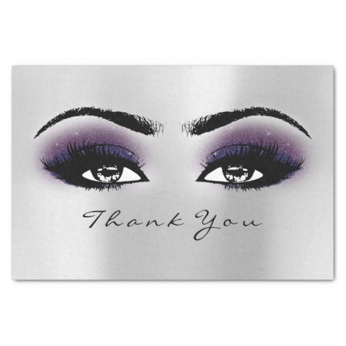 Silver Gray Purple Blush Metallic Thank You Eyes Tissue Paper