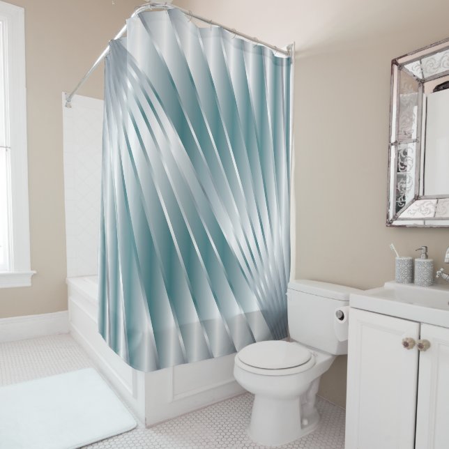 Silver gray rays shower curtain (In Situ)