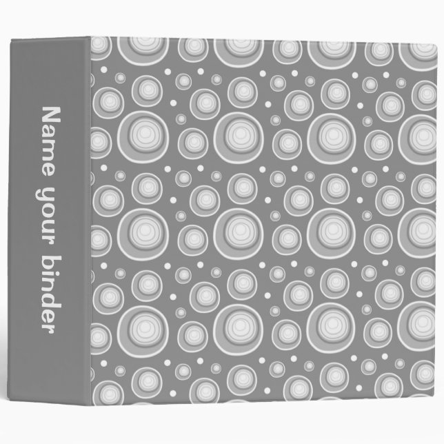 Silver Gray Retro Dots 2 inch Designer Binder (Front/Spine)