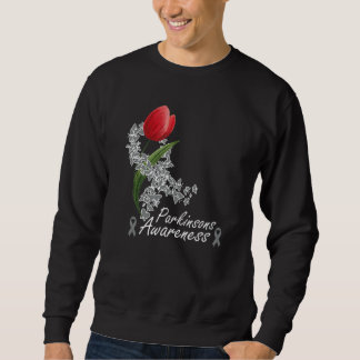 Silver Gray Ribbon Butterfly Tulip Parkinson's Awa Sweatshirt