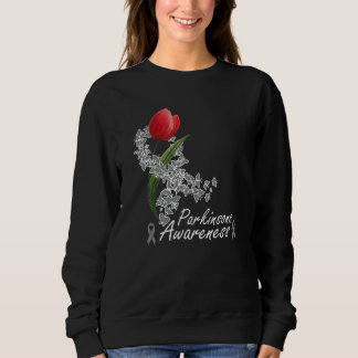 Silver Gray Ribbon Butterfly Tulip Parkinson's Awa Sweatshirt