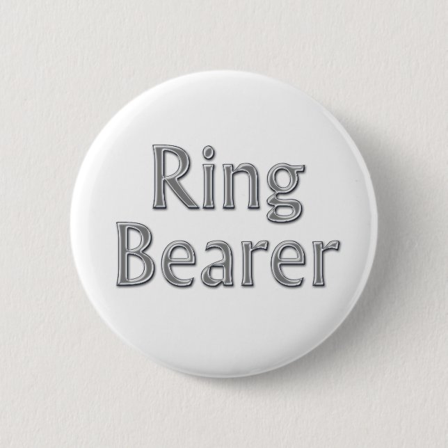 Silver Gray Ring Bearer Wedding Button (Front)