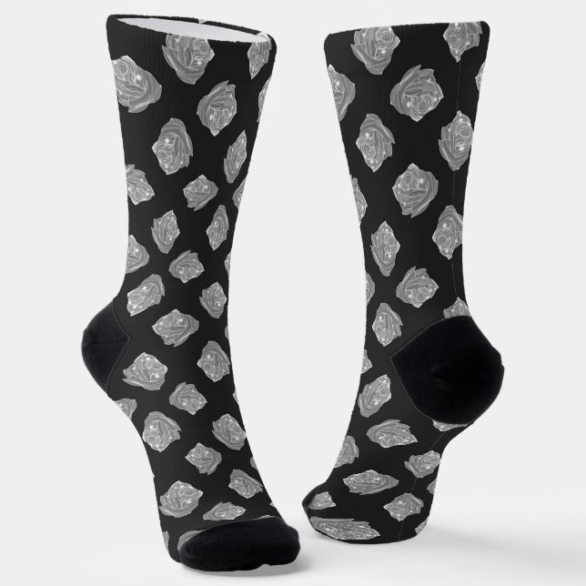 Silver gray roses on gray socks (Angled)