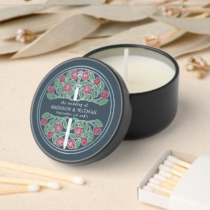 Silver Gray Royal Medieval Floral Sword Wedding Mini Candle Favors