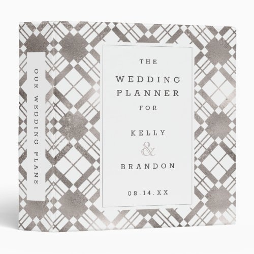 Silver Gray Rustic Plaid Wedding Planner Binder