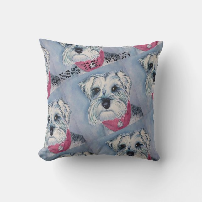 SILVER GRAY SCHNAUZER THROW PILLOW (Front)