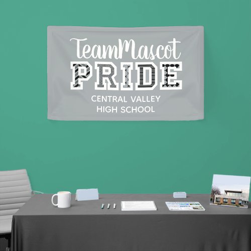 Silver Gray School Pride Mascot Name Banner
