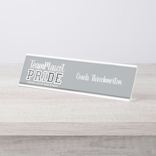 Silver Gray School Pride Mascot Name Desk Desk Name Plate