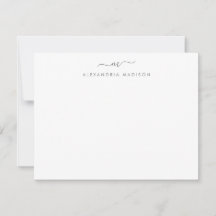 Silver Gray Script Monogram Chic Swash Stationery