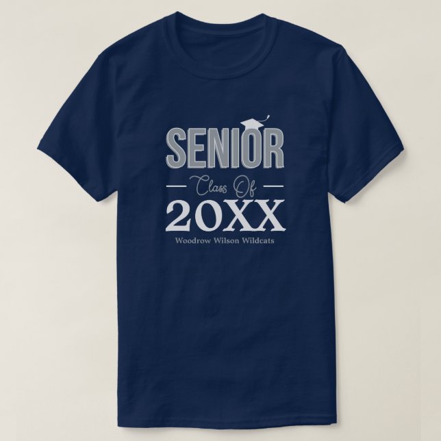 Silver Gray Senior Class of T-Shirt (Design Front)