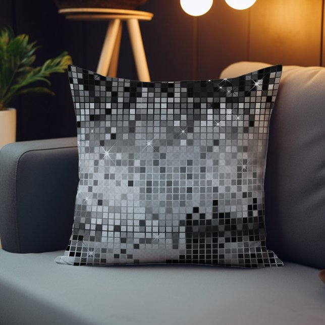 Silver Gray Sequins Disco Glitter Pattern Throw Pillow (Creator Uploaded)