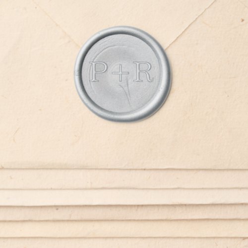 Silver Gray Simple Bride and Groom Initials  Wax Seal Sticker