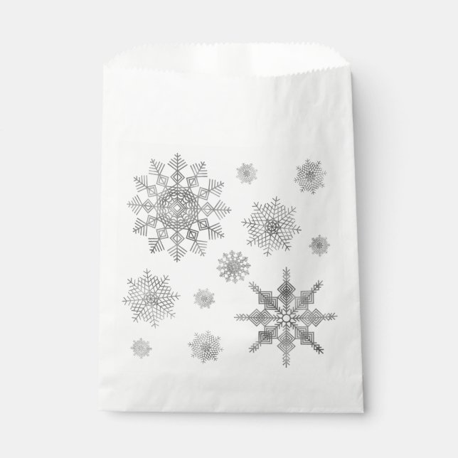 Silver Gray Snowflake Shapes Favor Bag (Front)