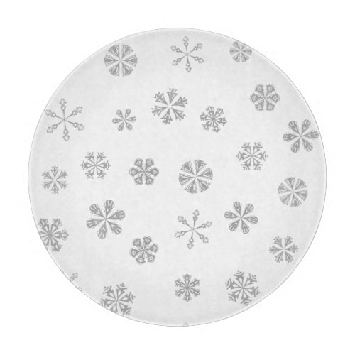 Silver Gray Snowflakes Pattern Cutting Board