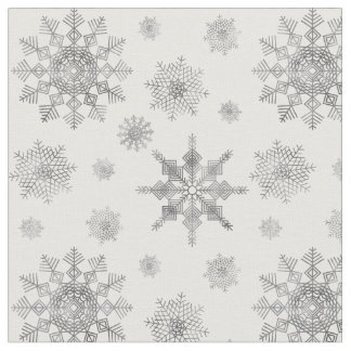 Silver Gray Snowflakes Pattern Fabric