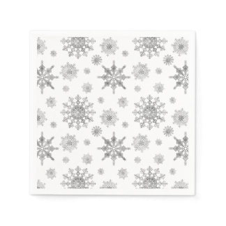 Silver Gray Snowflakes Pattern Napkins