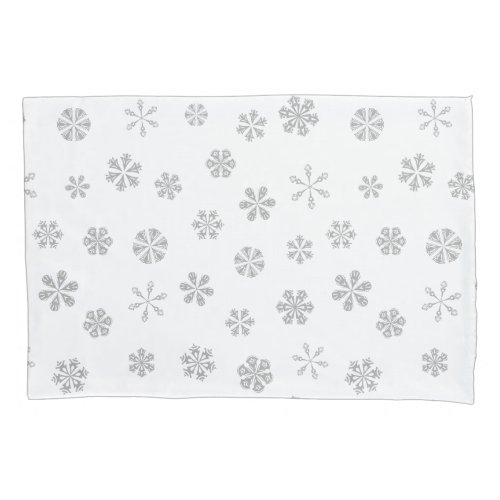 Silver Gray Snowflakes Pattern Pillow Case