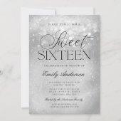 Silver Gray Sparkle Sweet 16 Invitation (Front)