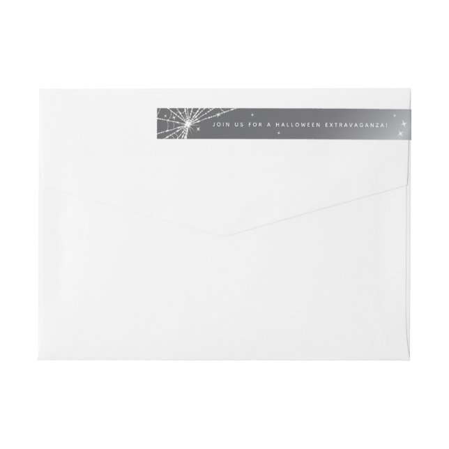 Silver-Gray Spider Web Wraparound Address Label (Back)