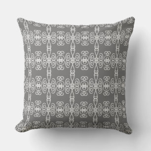 Silver Gray Spiral Geometric Shape Pattern Throw Pillow