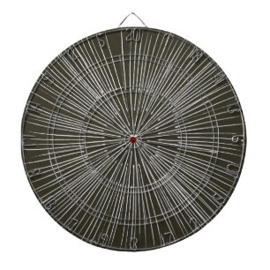 Silver gray spokes Circular Pattern on Black Dartboard
