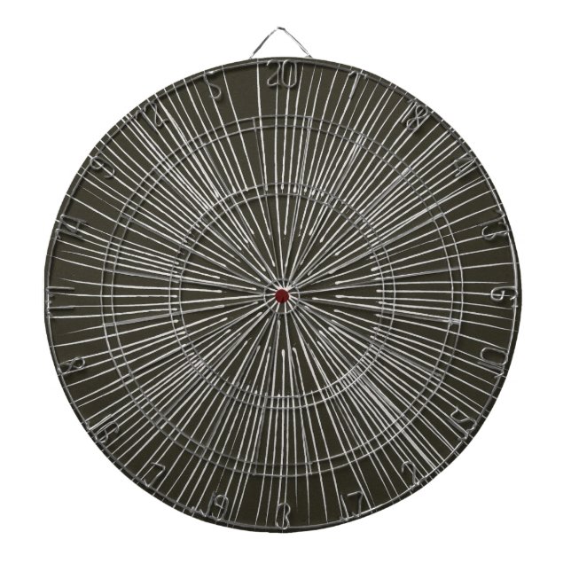 Silver gray spokes Circular Pattern on Black Dartboard (Front)