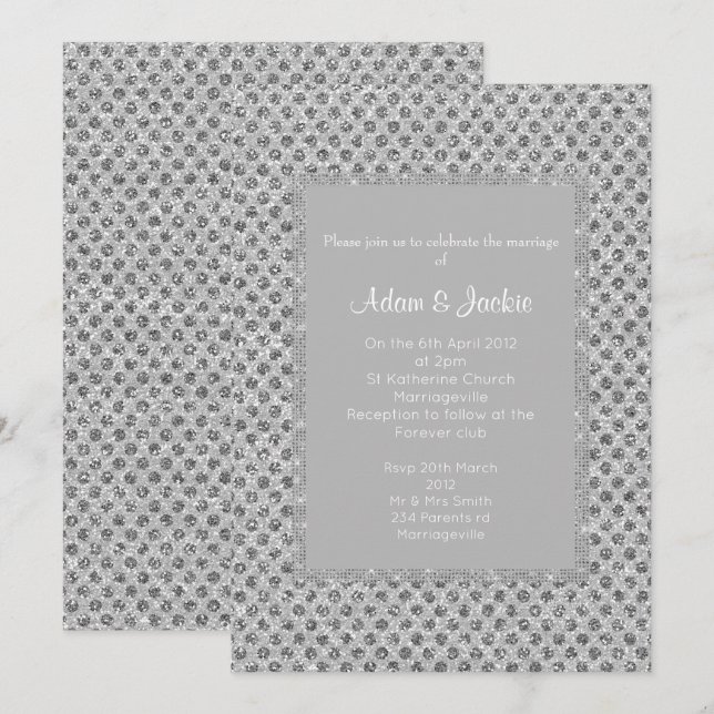 Silver Gray SPOT ELEGANT WEDDING Invitation (Front/Back)