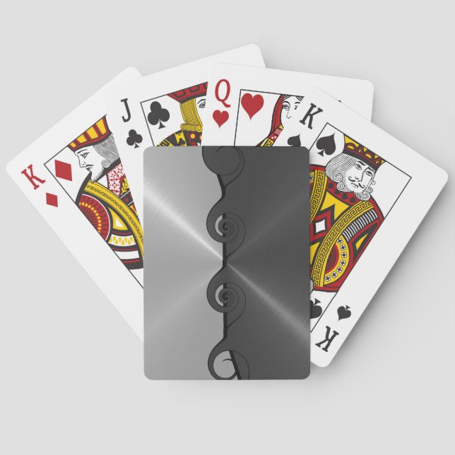 Silver Gray Stainless Metallic Cut Out Pattern 2 Poker Cards (Back)