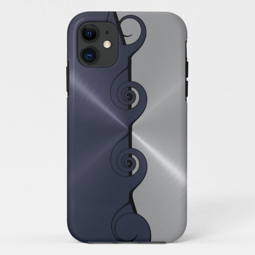 Silver Gray Stainless Metallic Swirl Pattern iPhone 11 Case