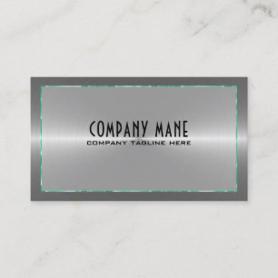 Silver Gray Stainless Steel GREEN Blue Accents Business Card
