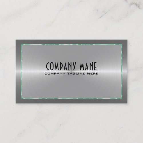 Silver Gray Stainless Steel GREEN Blue Accents Business Card