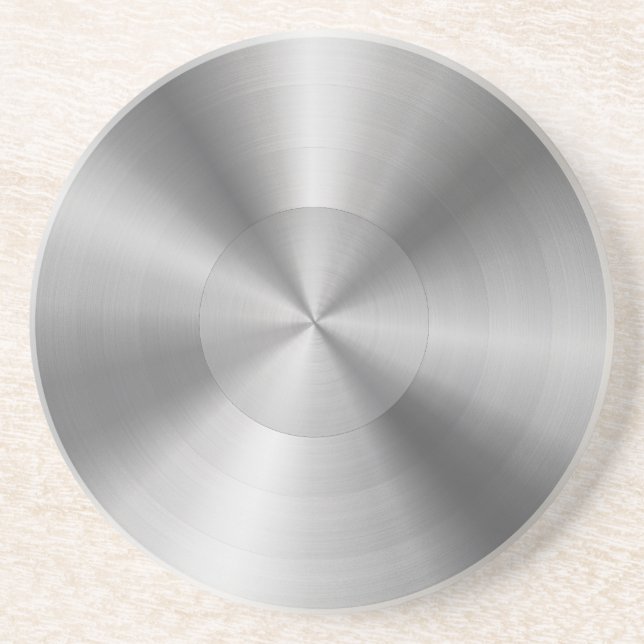 Silver Gray Stainless Steel Look Coaster (Front)