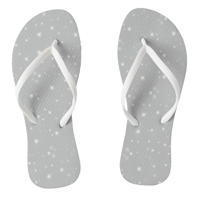 Silver Gray Starlight Flip Flops (Footbed)
