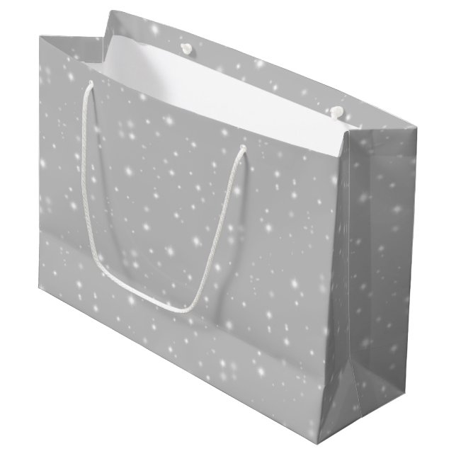 Silver Gray Starlight Large Gift Bag (Front Angled)