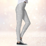 Silver Gray Starlight Leggings<br><div class="desc">Add a magical touch of starlight to your outfit with a pattern of bright shining stars in mixed sizes on a light silver gray background you can edit to change to any color you wish. ♡ Idyllfire</div>