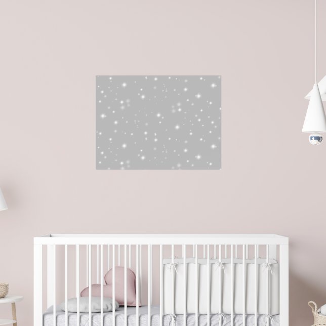 Silver Gray Starlight Pattern Poster (Nursery 2)