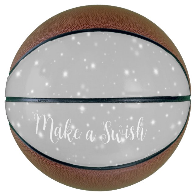 Silver Gray Starlight Wish Pun Basketball (Front)