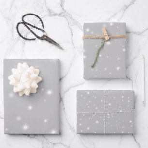 Silver Gray Starlight Wrapping Paper Sheets