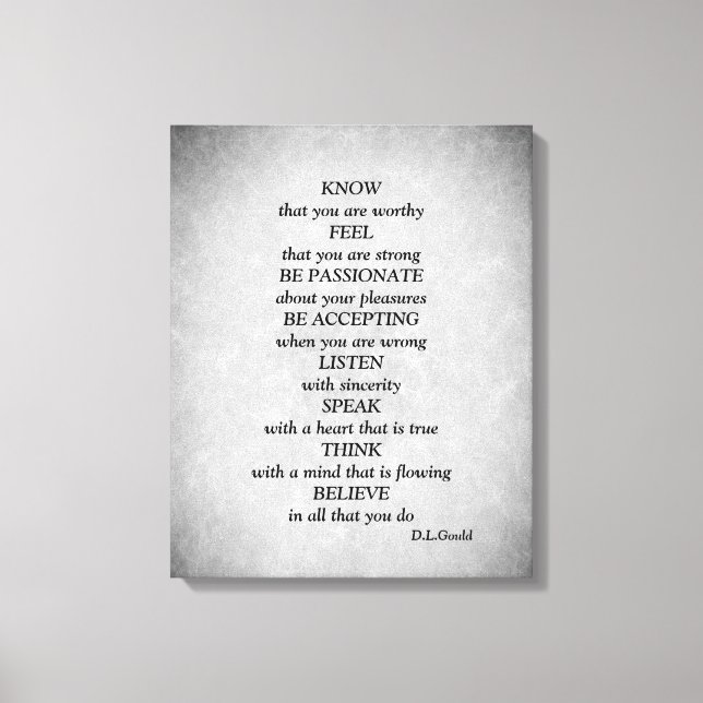Silver Gray stars inspirational poem art Canvas Print (Front)