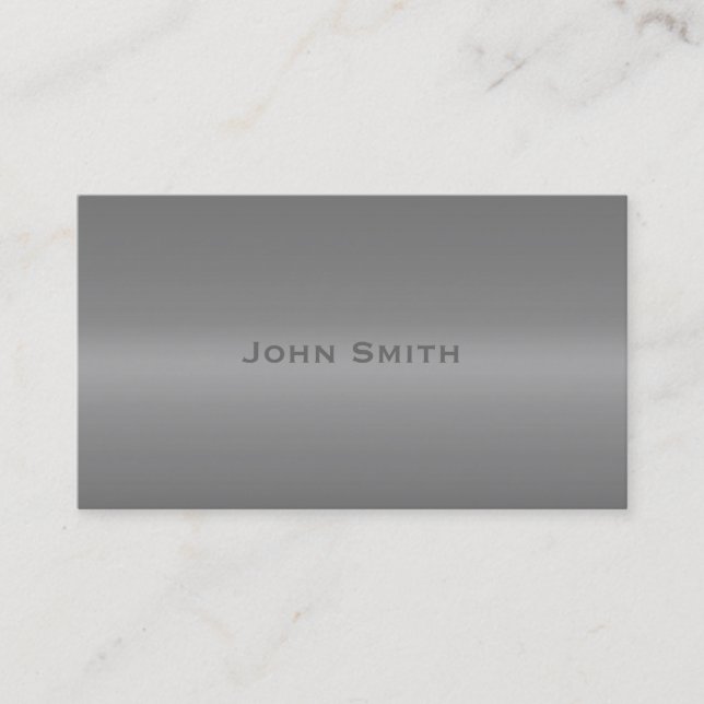Silver Gray Steel Inspired Grey Tone Metal Look Business Card (Front)