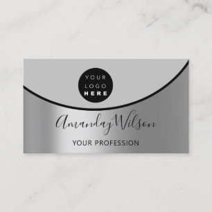 Silver Gray Steel Metal Professional Logo Elegant Business Card